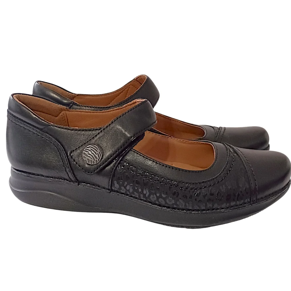 Clarks Appley Walk Mary Jane Shoes Sz‎ 9M Womens Black Leather Comfort Modest - Picture 2 of 16